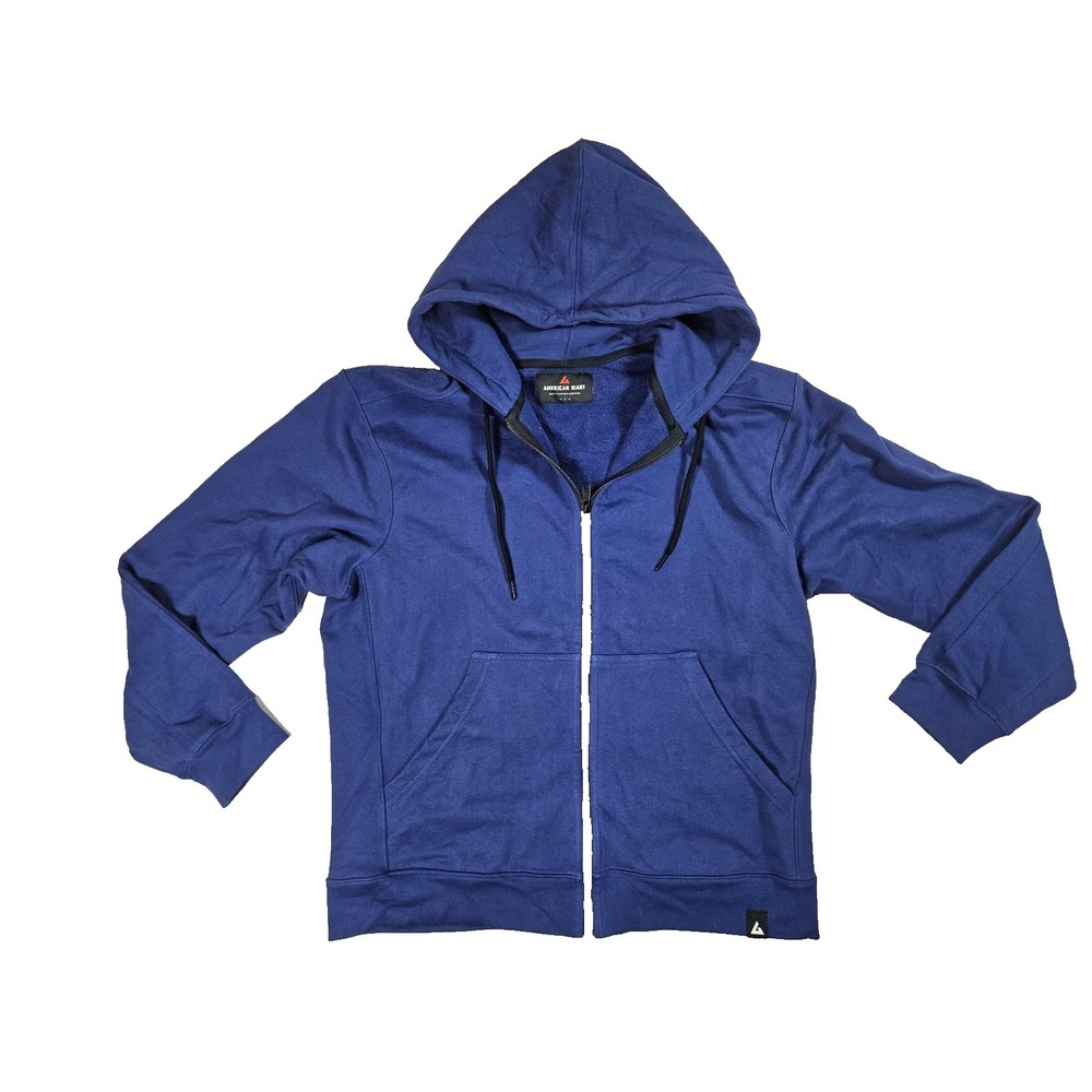 American Giant Classic Full Zip Hoodie Mens Large Blue Cotton Fleece USA Made
